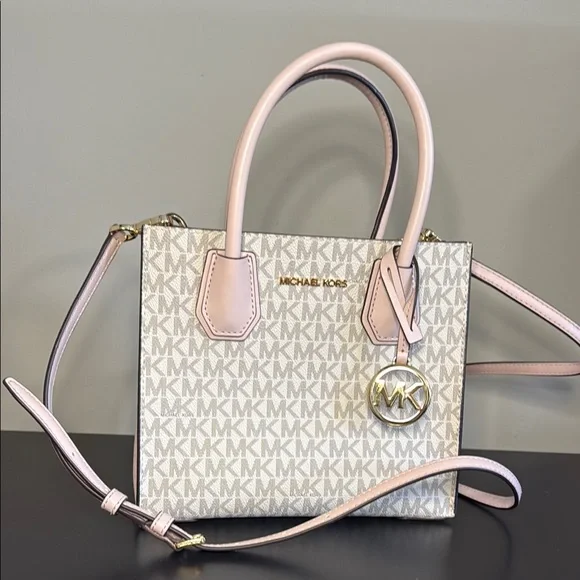 Michael Kors Pink and Cream Satchel with Gold Hardware - Picture 6 of 6